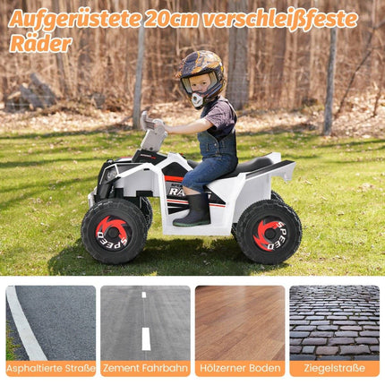 6 V bērnu elektriskais kvadracikls ar braukšanas virziena slēdzi, bērnu mini elektriskais kvadracikls, balts