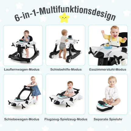 6-vienā regulējams bērnu staigulītis ar paplāti un mūziku