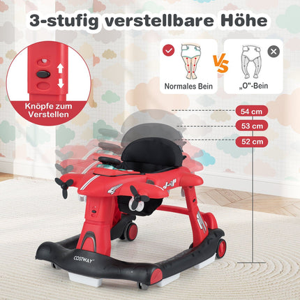 6-vienā bērnu staigulītis ar regulējamu augstumu, sarkans