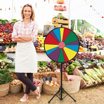76 cm long competition wheel, height-adjustable lottery wheel with stand, writable wheel of fortune