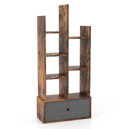 7 līmeņu atvērts grāmatu plaukts ar atvilktni, 53x24x118 cm, brūns