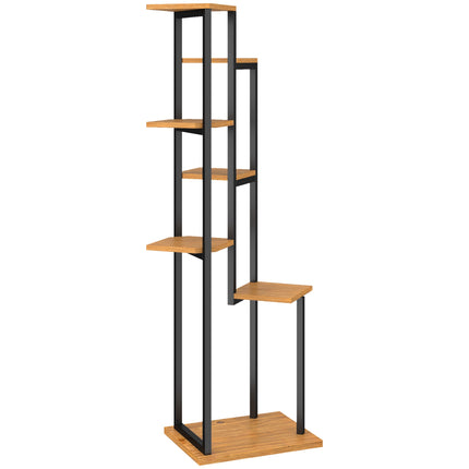 7 līmeņu augu statīvs, 130 cm augsts, koks un tērauds