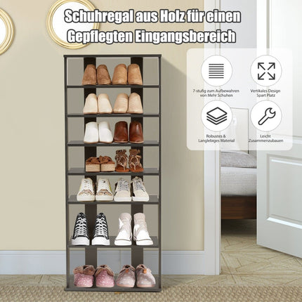 7 līmeņu vertikāls apavu plaukts, noņemams plaukts, MDF, 110,5 cm