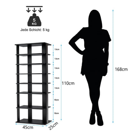 7 līmeņu vertikāls apavu plaukts, noņemams plaukts, MDF, 110,5 cm