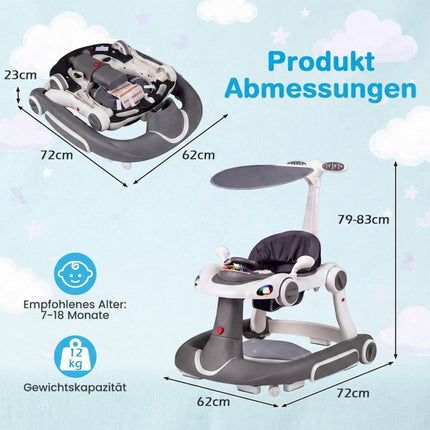7 vienā regulējams bērnu ratiņi ar jumtiņu un aktivitāšu centru