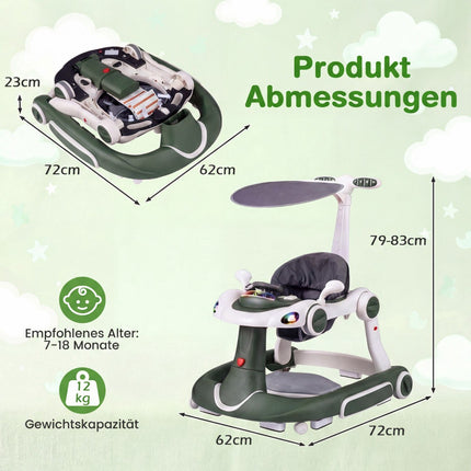 7 vienā regulējams bērnu ratiņi ar jumtiņu un aktivitāšu centru