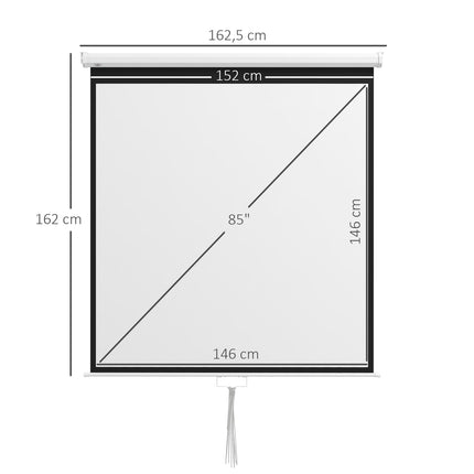 85-Inch 4K HD Projector Screen, 1:1 Ratio, 160° View