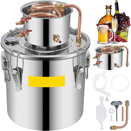 8 Gal Stainless Steel Alcohol Still, Copper Coil, Thermometer