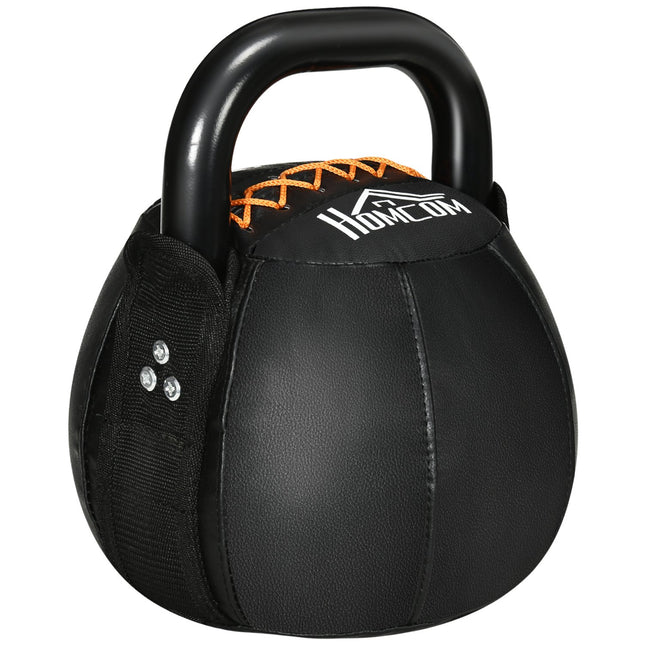 8 kg svaru bumba ar tērauda rokturi spēka treniņiem, svaru celšanai, izturības treniņiem, grīdai draudzīgs mākslīgās ādas apmatojums, melna
