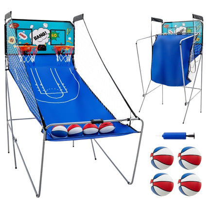 8 vienā basketbola mašīna ar 4 bumbām un gaisa sūkni un 8 spēles režīmiem, arkādes basketbola spēles, zaļa