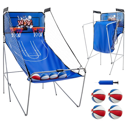 8 vienā basketbola mašīna ar 4 bumbām, gaisa pumpi un 8 spēļu režīmiem, arkādes basketbola spēles, tumši zila