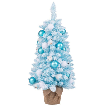 90 cm mini mākslīgā Ziemassvētku eglīte ar sniegu un cementa pamatni, Ziemassvētku eglīte, Chirstbaum, zila
