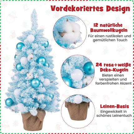 90 cm mini mākslīgā Ziemassvētku eglīte ar sniegu un cementa pamatni, Ziemassvētku eglīte, Chirstbaum, zila
