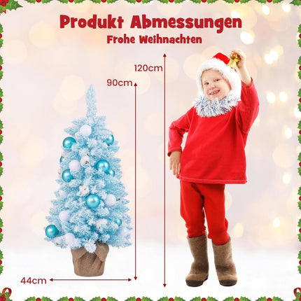 90 cm mini mākslīgā Ziemassvētku eglīte ar sniegu un cementa pamatni, Ziemassvētku eglīte, Chirstbaum, zila