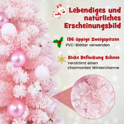 90 cm mini mākslīgā Ziemassvētku eglīte ar sniegu un cementa pamatni, Ziemassvētku eglīte Chirstbaum, rozā