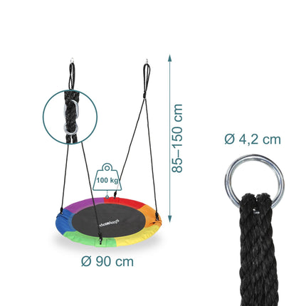 90 cm apaļas ligzdas šūpoles - ar putām polsterētas, dārza prieki