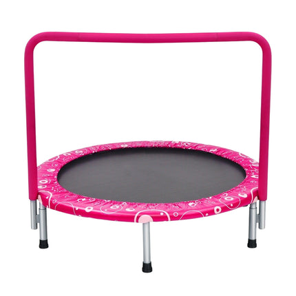92 cm bērnu batuts, mini batuts ar rokturi, saliekams batuts, celtspēja līdz 150 kg, rozā + melns