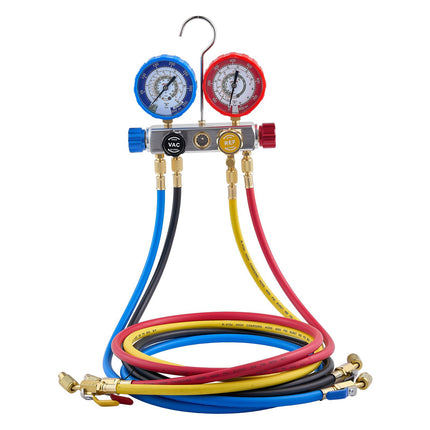 AC Manifold Gauge Set, 4-Way, 1.5 m Hoses, R12-R410A