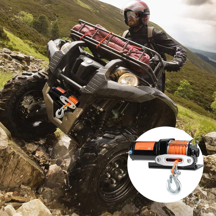 ATV UTV Electric Winch 3500 lb, Synthetic Rope, Wired Remote