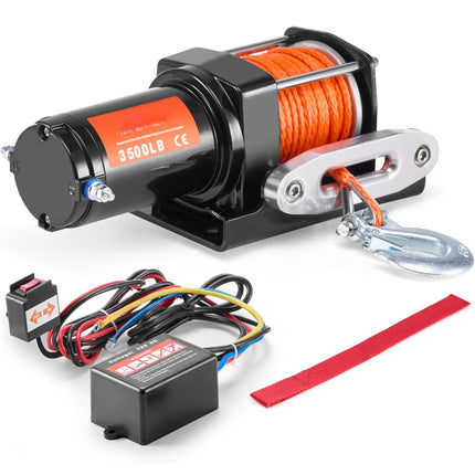 ATV UTV Electric Winch 3500 lb, Synthetic Rope, Wired Remote
