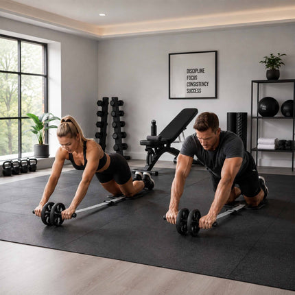 Ab Roller with Safety Strap and Knee Pad, Two Wide Wheels, Beginner