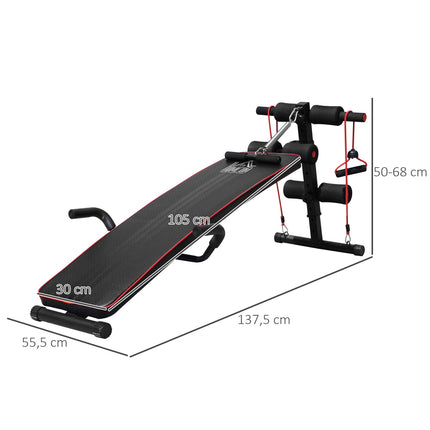 Vēdera preses trenažiera sols, preses sols, pretestības lentes, regulējamas līdz 120 kg, 37,5 x 55,5 x 50-68 cm