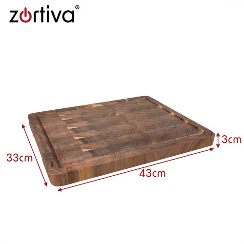 Akācijas koka griešanas dēlis, liels 43x33 cm, sulu groove