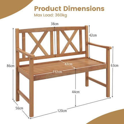Akācijas koka āra sols, 2 personām, celtspēja 800 mārciņas (327 kg)
