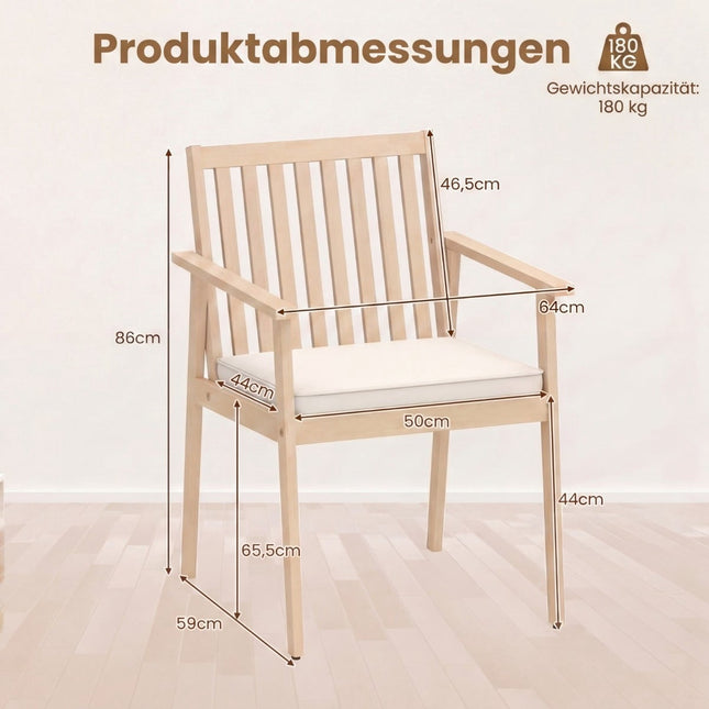 Akācijas koka āra krēslu komplekts, polsterēts, 180 kg celtspēja