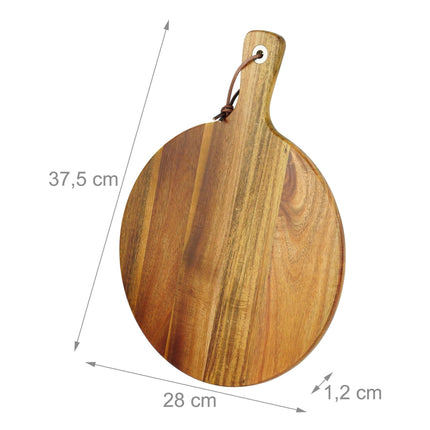 Acacia Wood Pizza Board with Handle, 28 cm, Natural