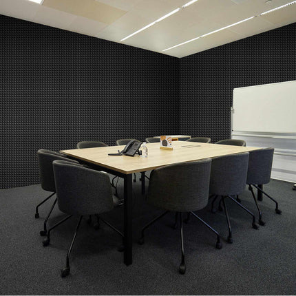 Acoustic Foam Panels, 24 Pack, 12 x 12 x 2 in, Pyramid, Black