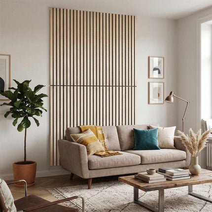 Akustisko sienas paneļu komplekts, 120x60 cm, koka finiera līstes