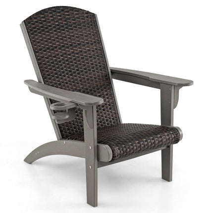 Adirondack krēsls ar krūzīšu turētāju, HDPE un rotangpalma, pelēks
