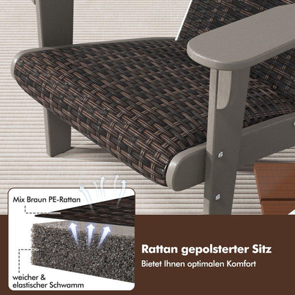 Adirondack krēsls ar krūzīšu turētāju, HDPE un rotangpalma, pelēks