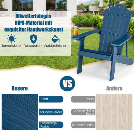 Adirondack dārza krēsls ar krūzīšu turētāju, zils, laikapstākļiem izturīgs