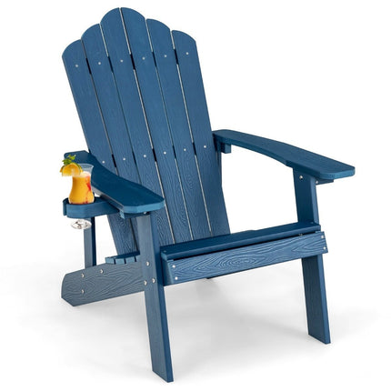 Adirondack dārza krēsls ar krūzīšu turētāju, zils, laikapstākļiem izturīgs