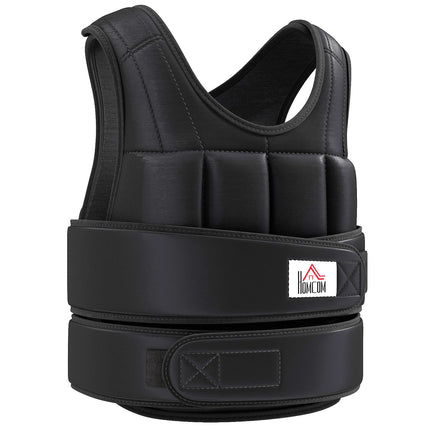 Regulējama 20 kg svara veste, noņemami svari, melna