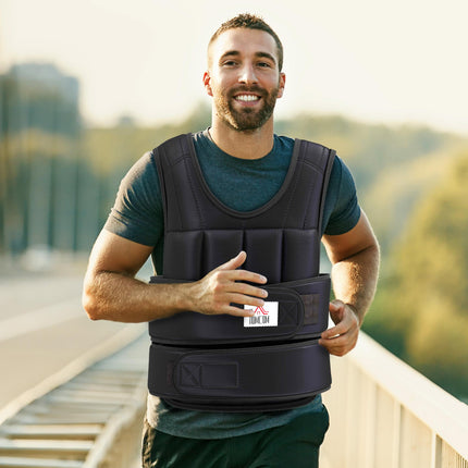 Regulējama 20 kg svara veste, noņemami svari, melna