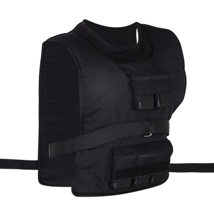 Adjustable 30 kg weight vest for strength training, black