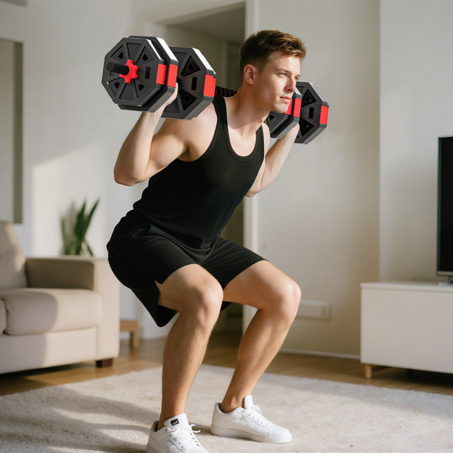 Regulējams 4-in-1 hanteļu komplekts, 15 kg mājas treniņiem
