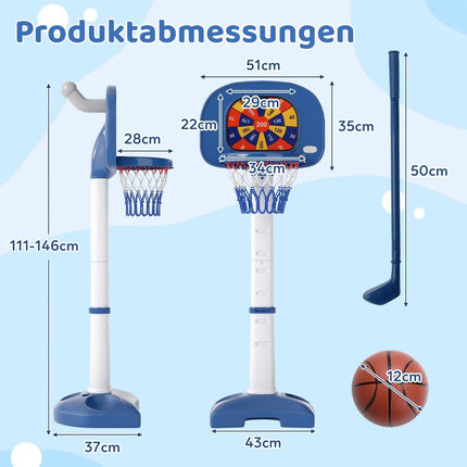 Regulējams 4-in-1 bērnu basketbola grozu komplekts ar aksesuāriem