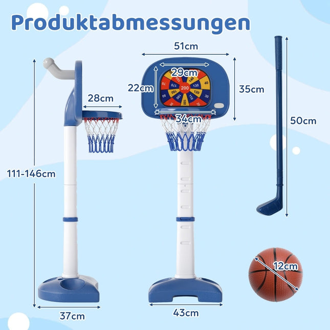 Regulējams 4-in-1 bērnu basketbola grozu komplekts ar aksesuāriem