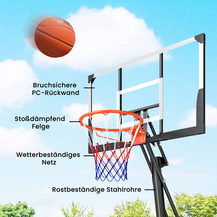 Regulējams basketbola grozs 2,45-3,05 m ar atsitiena trenažieri