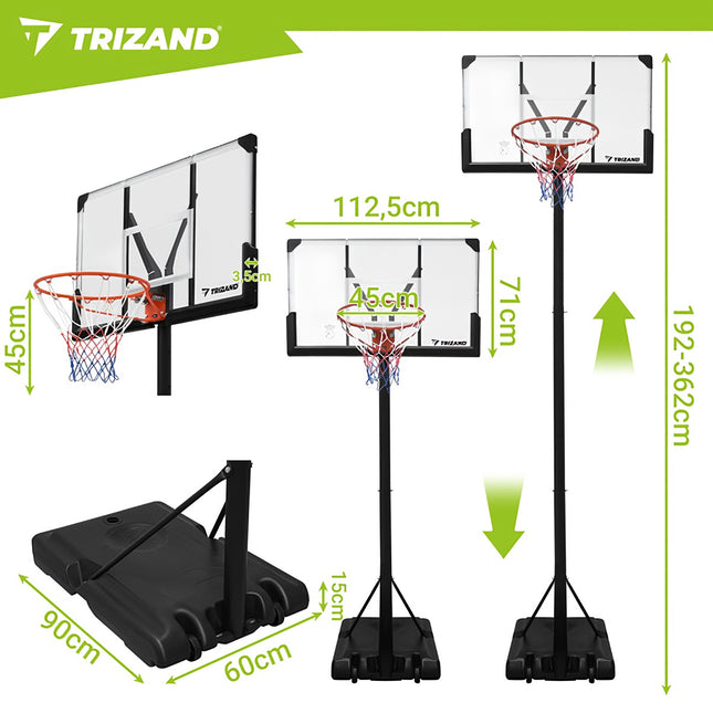 Regulējams basketbola grozs 305 cm ar riteņiem