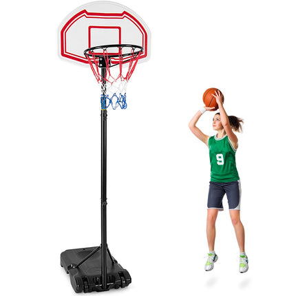 Regulējams basketbola grozs, pārnēsājama, piepildāma pamatne, 2 tīkli
