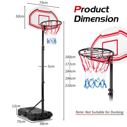 Regulējams basketbola grozs, pārnēsājama, piepildāma pamatne, 2 tīkli