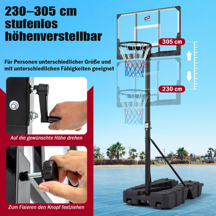 Regulējams basketbola grozs ar riteņiem un uzglabāšanas vietu