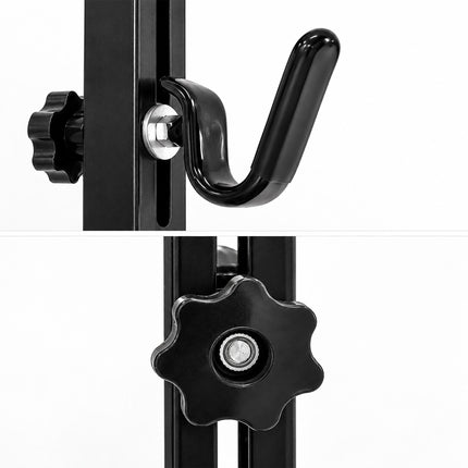 Adjustable Bike Stand with Rubber-Coated Hooks, Freestanding, Black, Iron