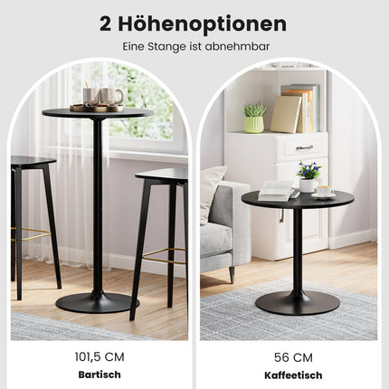 Regulējams bistro galda komplekts - 2 augstumi, 60 cm diametrs, melns