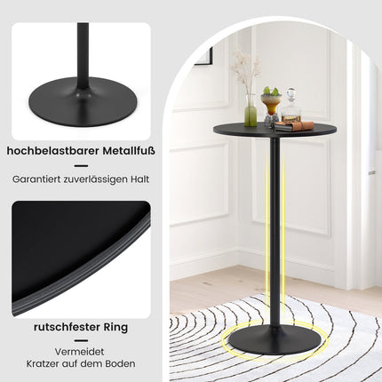 Regulējams bistro galda komplekts - 2 augstumi, 60 cm diametrs, melns